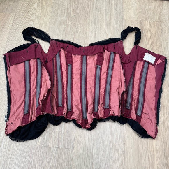 Vintage Burgandy Boned Costume Corset - Picture 4 of 5